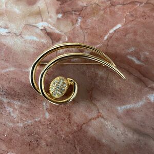 Gold-Tone Pave Crystal Accent Swirl Brooch - Women Jewelry